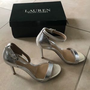 Ralph Lauren Silver Metallic Leather Heels